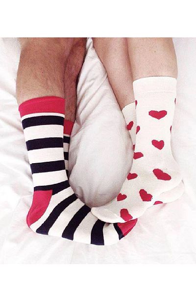 Panowill Design Γυναικείες Ανδρικές Κάλτσες Lover με ρίγες και καρδιές Lover-2 ζευγάρια