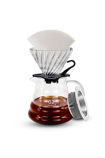 MIBRU V60 Coffee Set 3 Piece Coffee Drip Coffee Maker Kit Pour Over Grinder&coffee Server&v60 Filter