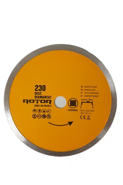 Rotor Seramik Kesme Elmas Kesici Disk 230x1.6x10x25.4 (DÜZ) - Seramik, Taş Ve Mermer Kesmek Için
