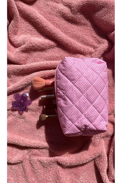 ESY LİNE Pink Pattern Luxury Handbag and Makeup Bag