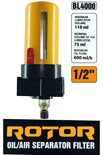 Rotor BL4000 Kompresör Yağ Filtresi 1/2", Yağ akışı 600 ml/saat