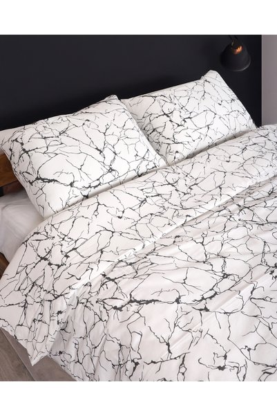 Sares Home Duvet Cover Set Marble Pattern White Background Double (WITHOUT SHEET)