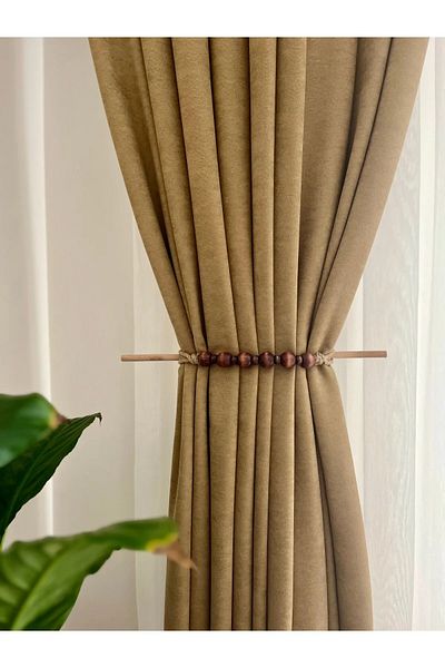 Emtory Home Brown Modern Bohemian Style Backdrop Curtain Holder, Curtain Buckle - Curtain Tieback 1 Pc