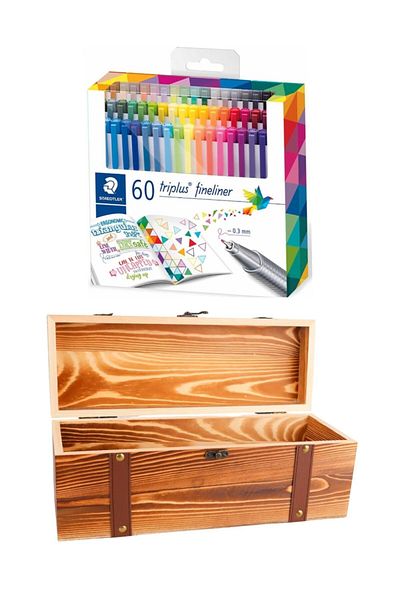 Staedtler 0,4mm Fineliner Set - 60 Grain Colors 12X13X35Cm Size Wooden Case Guard Set