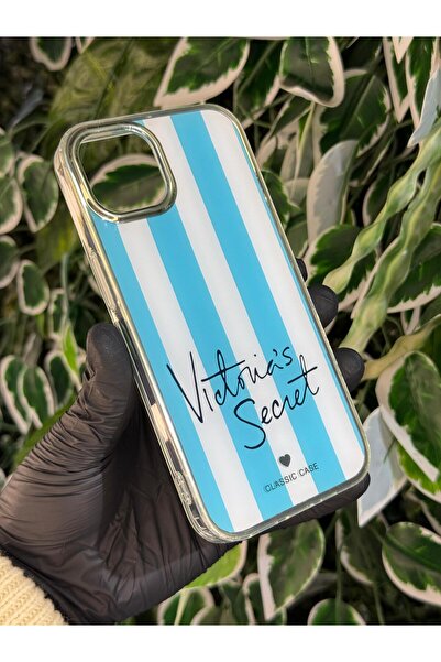 Store IPHONE 13 / 14 UYUMLU VİCTOR YAZILI KENARLARI GÜMÜŞ KILIF