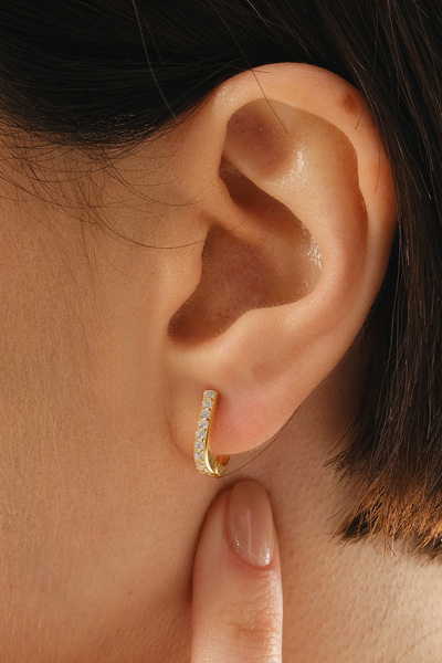 jingle bells ZİRKON J KÜPE 925 AYAR GÜMÜŞ ALTIN KAPLAMA