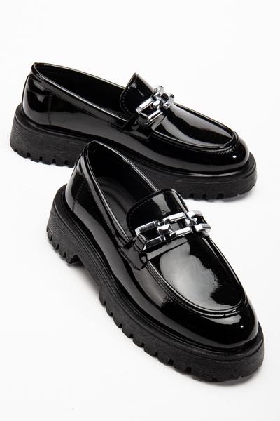 Sanvio Tarzkar Дамски мокасини, черни лачени ежедневни, гъвкави, удобни, леки, ортопедични подметки, гарантирани мокасини за ходене