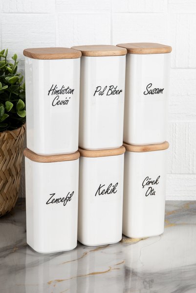 Home 6'li 300 ml Vakumlu Bambu Ahşap Kapaklı Porselen Görünümlü Akrilik Bahar...