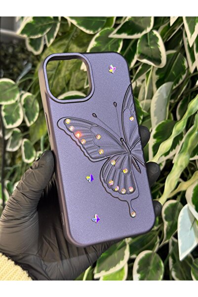 Store IPHONE 15 KELEBEK KABARTMA DESENLİ MİNİK TAŞLI FİGÜRLÜ KLILIF