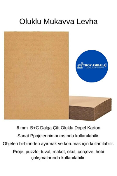 TROY AMBALAJ 70x100cm Oluklu Mukavva (30adet) 6mm Karton (PROJE-PUZZLE-TUVAL-MAKET-OKUL-HOBİ-ÇERÇEVE KARTONU)