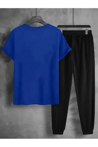 PAVRO Men's Black Est Flag Italy Printed Oversize Tracksuit Set
