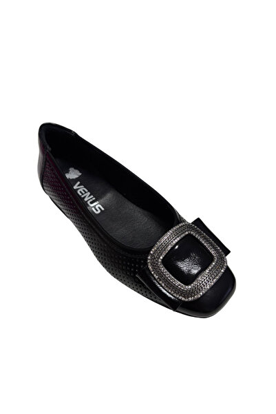 Venüs Hakiki Deri Kadın Siyah Babet