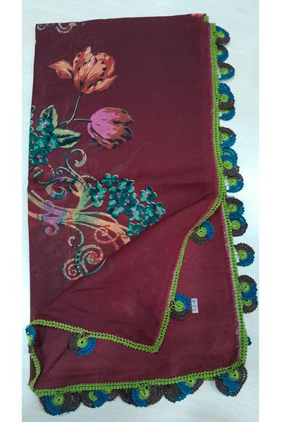 Papatyam Handcrafted Crochet Embroidered Writing/Crochet Embroidery/Crochet Embroidery Emeni/Vintage/Tulbent/Dowry Yemeni/Polyester/Crochet