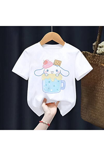 MECH BUTİK Tricou oversize pentru fetiță alb cu imprimeu Cinnamoroll