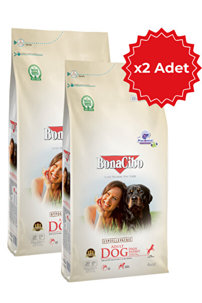 BonaCibo Adult Dog HE Yüksek Enerjili Tavuklu Yetişkin Köpek Maması 4 Kg X 2 Adet, Tüm Irklar İçin