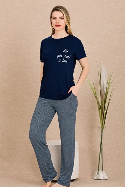 Viselya Σετ πιτζάμες με κοντά μανίκια σε μπλε ναυτικό χρώμα