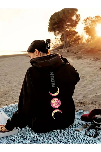 Pink Sky Moon Printed Unisex Oversize Sweatshirt