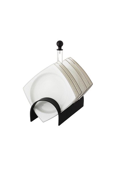 Dania A set of porcelain dishes with a black stand, 6 pieces