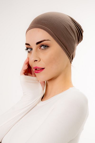 Şalcenneti.com Practical Mink Color Bonnet with Snap Stitch