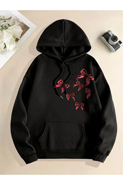 Pink Sky Φούτερ Unisex Oversize με παπιγιόν με παλτό