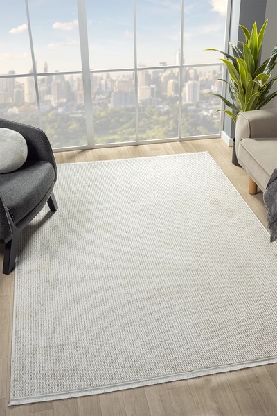 Homeax Zen Serisi Naturel Bukleli Yumuşak Hav Toz Vermez Modern Desenli Dokuma Salon Halı