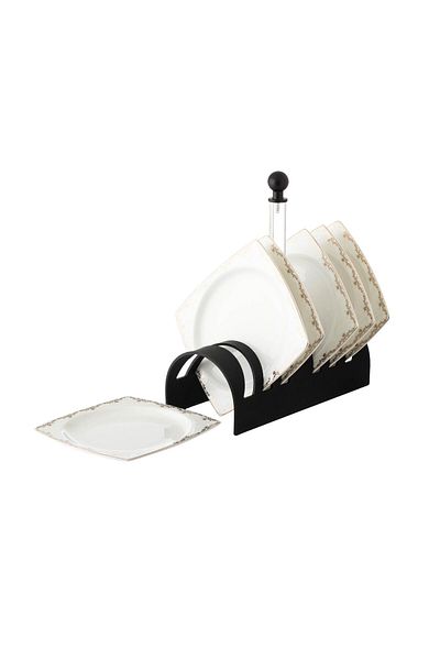 Dania A set of porcelain dishes with a black stand, 6 pieces