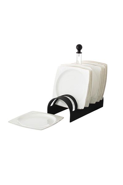 Dania A set of porcelain dishes with a black stand, 6 pieces