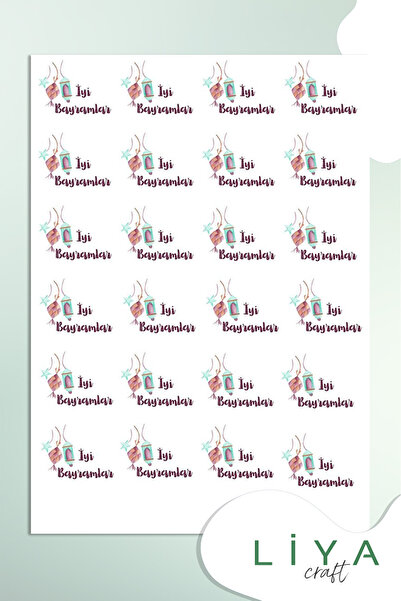 LiyaCraft İyi Bayramlar Etiket Sticker 35 Adet 3 Cm