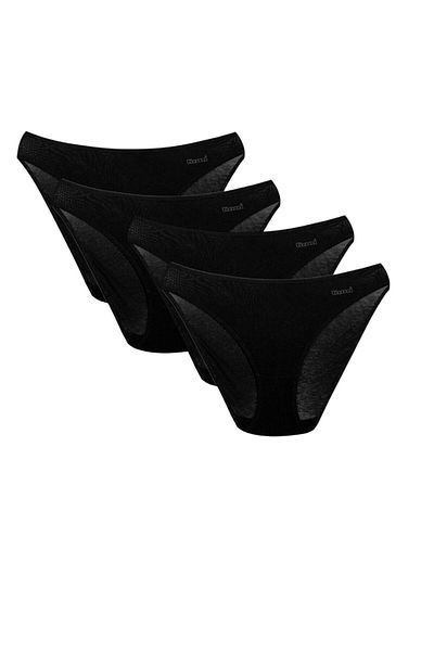 Kom Set de chiloți de bază din bumbac modal Lycra pentru femei, negru, 4 piese QB1.K1S.KCO.4K1M