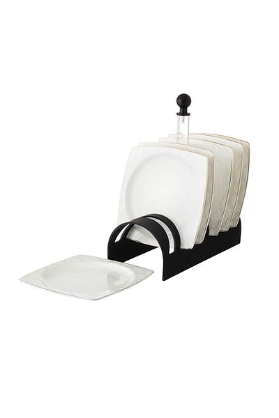 Dania A Set Of Porcelain Dishes With A Black Stand 6 Pieces