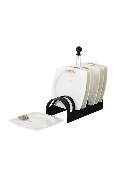 Dania A set of porcelain dishes with a black stand, 6 pieces