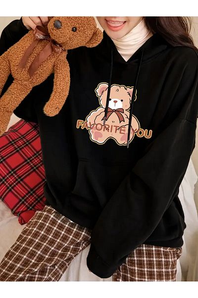 Pink Sky Φούτερ με στάμπα Bear Unisex Oversize