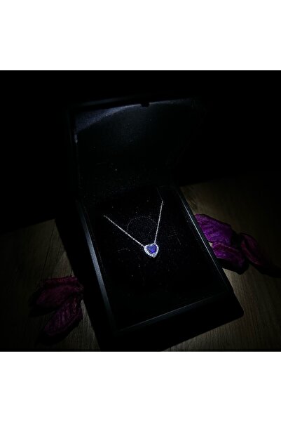 LOTUS JW Işıklı Kolye Kutulu Gümüş Pırlanta Montür Kalp Kolye | 925 Ayar Gümüş Kolye