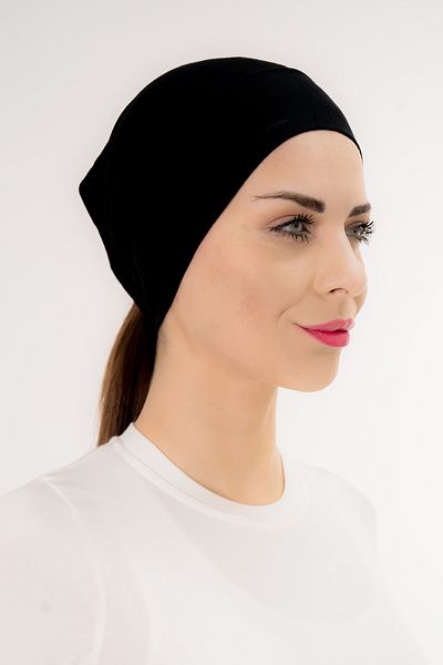 Şalcenneti.com Front Seamless Ready Practical Snap Plain Black Color Pipe Bonnet