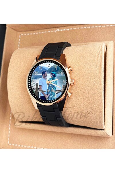 Bika Time KADIN KOL SAATİ - Siyah-Altın Renk Kişiye Özel İsimli Resimli Kordo...
