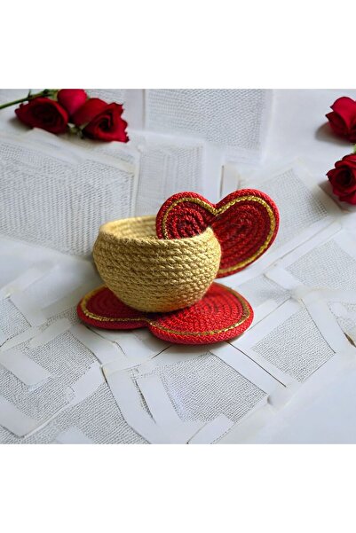 AYŞE SERHOŞOĞLU HOME DESİGN Valentine's Day Gift - Heart Cup, Decorative Basket, Gift Amateur Manufacturer