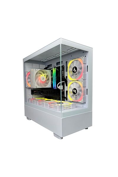 MIEXCITE كمبيوتر ألعاب G6MATX ECO Core i5 12400F RTX 3050 H610 MB DDR5 16GB 1TB 120 AC أبيض