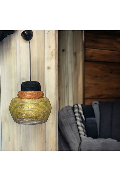 AYŞE SERHOŞOĞLU HOME DESİGN Decorative Gray Tile - Black Chandelier, Modern and Rustic Style Compatible