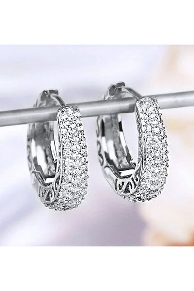 reyselstyle Zircon Stone Luxury Hoop Earrings