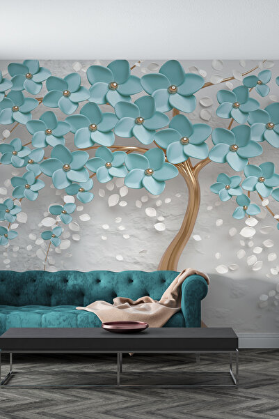 dreamwall Duvar Kağıdı 3 Boyutlu Çiçekli Ağaç Desenli Silinebilir Sağlıklı Tekstil Duvar En X Boy