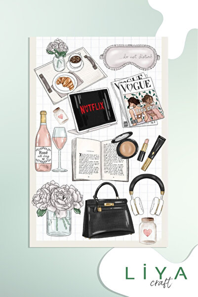 LiyaCraft Vintage Çanta Sticker Set Ajanda Bullet Journal Için Uygun Set