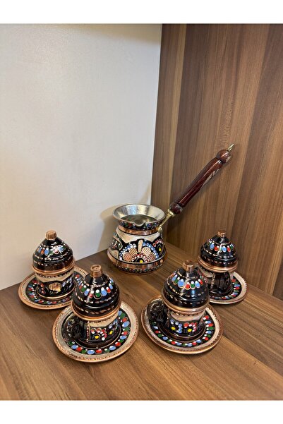 Home Bakır Kahve Seti 4 Kişilik Cezveli
