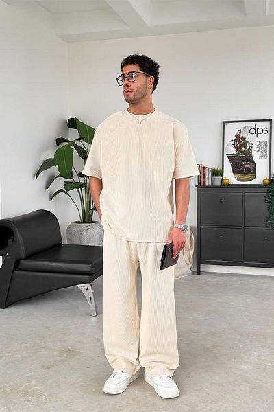 HAFKAGİYİM Μπλουζάκι μπεζ Slim Corduroy Oversize