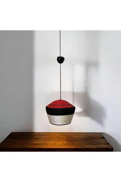 AYŞE SERHOŞOĞLU HOME DESİGN Decorative Wicker Chandelier, Modern Chandelier, Design Chandelier, Rustic Chandelier, Light Mink Black Red Pendant Lamp Av