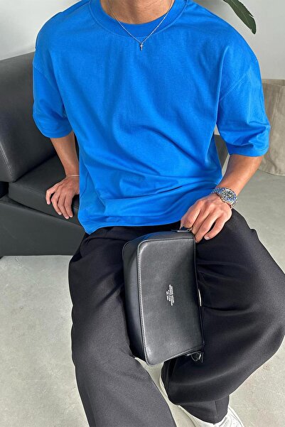 HAFKAGİYİM Μπλουζάκι Saks Blue Cozy Basic Soft Oversize