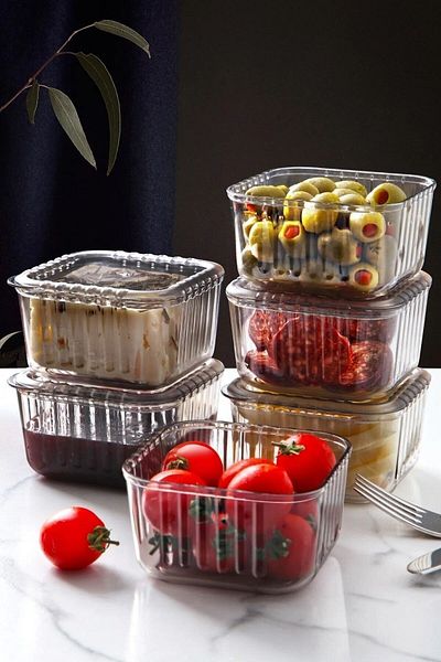 DORRY HOME Luxury Breakfast Modern Presentation Set with 6 Compartments Square Covered Tray and Storage Container
