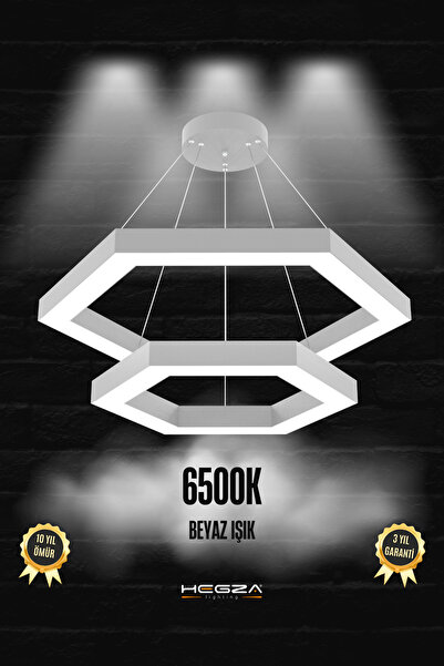 Hegza Lighting Hexagon Piramit ( Gri Kasa, Beyaz Işık ) Ledli Modern Led Aviz...