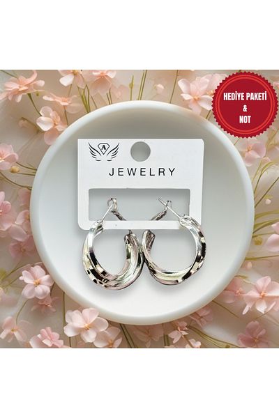 MUUN STORE Silver Color Twist Hoop Earrings, Stylish and Elegant Design, for Daily and Special Use
