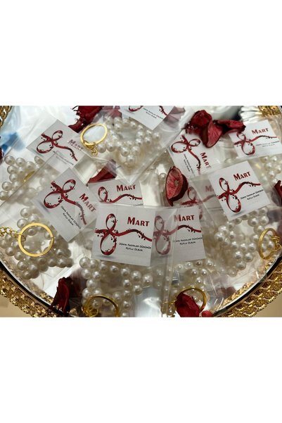ZY TASARIM Zy 8 March Pearl Star Keychain with Gelatin 10 Units