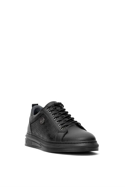 Ayakkabı Fuarı Elit SLGLD631-3C Μαύρα ανδρικά παπούτσια casual από γνήσιο δέρμα